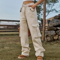 Dugačke hlače za čišćenje modne žene proljetne ljetne džepove gumb srednje strukske hlače
