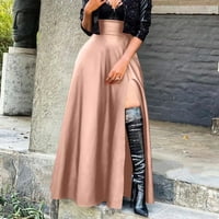 Simu Crna suknja za ženske žene Nova koža odjeća High Split Nepravilna kožna suknja za žene plus veličinu