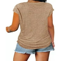 CAPREZE Ljetni vrhovi za ženske majice od pune boje V izrez casual bluza s kratkim rukavima