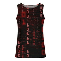 Yuwull Muški digitalni 3D štampanje bez rukava bez rukava za kratke košulje za suhe sportske tenkove, bluze crvene 4x-velike klirence