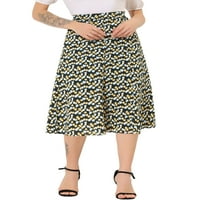 Allegra K ženski seljak elastična struka A-line tiskana midi suknja