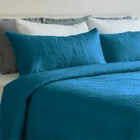 Brušena posteljina od mikrovlakana za posteljinu prekrivača za pokrov za pokrov zapanjujuća plava - puna - kraljica - komad