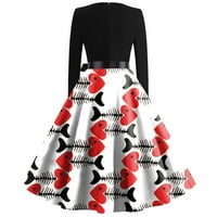 Haljine za žene Ženska A-line Grafički grafički otisci dugih rukava V-izrez Casual Hot Sale Peplum haljine crveni xxl