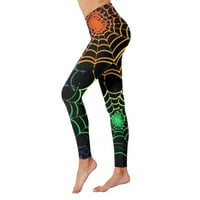 Žene Halloween Print High Squik gamaše za hlače za jogu koja radi svakodnevno fitnes zeleno