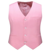 Paille muški poslovni haljini prsluci od punog boja vest bez rukava bez rukava Slim Fit Tuxedo Pink