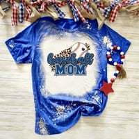 Zunfeo Ljetni vrhovi za žene - majčin dan posada kratkih rukava Pulover T košulje bljeskalice Chirt Comfy Loose Tops Bluza za bajzbol tiorga na prodaju plava m