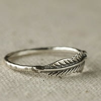 Prstenovi za žene starinski nakit Čvrsti sterling srebrni pero prsteni za prstenje za mladenke