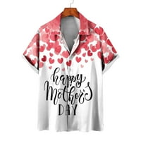 Muška ležerna ljetna gumba dolje majice Sretan majčin dan majice V izrez kratki rukav bluza Osnovni