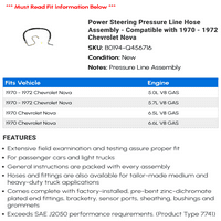 Montaža linije tlaka za hidrotehnutosti - kompatibilan sa - Chevy Nova 1971