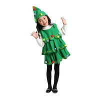 Kid božićna kostim, haljina bez rukava + šešir, božićno oblikovanje drveća FESTIVALNO Odjeća