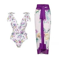 Plus size za ženske suknje za jednu monokini suknja Strirt String Romper zavoj na havajskom cvijetu