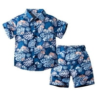 Rovga Boys Outfit Tropicl Print Košulja na plaži Hlače Dječja odjeća Seaside Turistička putovanja Dječji set Dječji odjeća