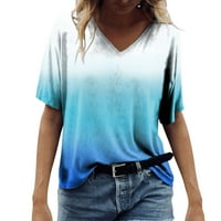 Ženska majica Modna majica tiskana s kratkim rukavima s kratkim rukavima V-izrez TONIC TOP jednostavan