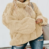 Alvaq džemper za kornjače za žene Chunky kabel pletene prevelike džempere na vrhu pulover rukava