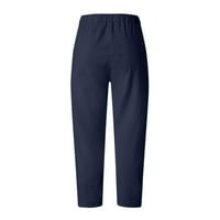 Ženske pamučne posteljine Capri manžetne hlače Ljeto popust Moda Prodaja visokog elastičnih struka za