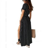 Uhndy Polka Dot Print cvjetna duga haljina za žene, koktel party maxi haljina casual waphon ljeto paisley