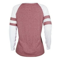 Cotonie Womens Seksi košulje Okrugli vrat Dugih rukava Tipke Redovna bluza Velika prodaja M