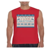 MMF - Muška grafička majica bez rukava - ružni džemper Volim Božić