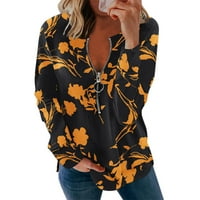 Ženska modna ženska moda casual cvjetni pringting patentni zatvarač dugih rukava casual bluza majica
