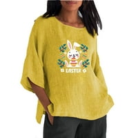Plus size zeko ispis Uskršnje majice za žene Ležerne prilike slatki zečji vrhovi narezinu majicu kratke rukave