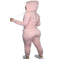 Grianlook Women Loot Fit Crckstring Jogger set elastični struk Zipper Duks duksevi za fitnes dvije odjeće