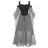 Gothic Fairy haljina Vintage Flowy Chiffon Swing Retro haljina s koktela za partiju na ramenu Steampunk