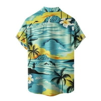 Muška štampana majica Slim Fit velika modna casual majica kratka rukava, polo majice za muškarce, havajska majica za muškarce