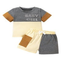 Toddler Baby Boy Girl Odjeća kratkih rukava Kontrastni majica TOCS + kratke hlače postavljaju ljetnu