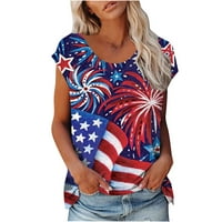 Borniu Američka košulja za zastave za žene 4. srpnja Odjeća ljetno casual patriotske grafičke ispis