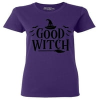 Trgovina4 god Ženska dobra vještica crna Halloween kostim grafička majica srednje ljubičasta