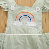 Toddler Baby Girls Penjačka odjeća Rainbow Pamuk Rufflled Letveless Dužina bez rukava Čvrsta boja Pamučna miromija Do godina za 6 mjeseci