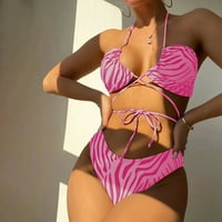 Finelylove skromni kupaći kostimi za žene podstavljene sportske grudske stil bikini ljubičaste l
