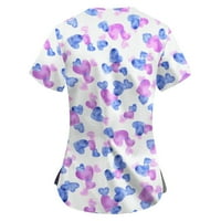 Ženske vrhove bluza Žene kratki rukav Ležerne košulje od tiskanih majica Crew vrat ljeto ljubičasta 5xl