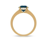 2. CT London Blue Topaz Solitaire Prsten sa dijamantnim naglaskom, jednostavan London Blue Topaz prsten
