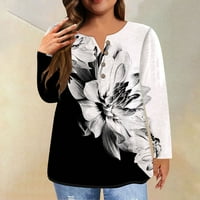 Strungten ženska modna casual Longsleeve Print Okrugli vrat Pulover TOP bluza Prevelike majice za žene