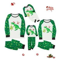 Suaumret Božićna porodica koja odgovara pidžami set dog bandana dinosaur božićno drvo slovo hlače za spavanje noćne odjeće zeleni tata-m