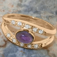 Britanci napravio 9K ružičastog prirodnog ametista i dijamantnog ženskog prstena - Opcije veličine - Veličina 11.5