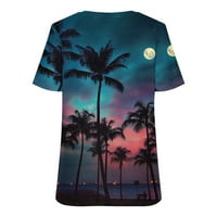 Havajske košulje za žene Ljeto tropsko print V izrez kratkih rukava majice