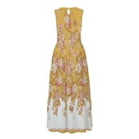 Tking modni ženski ljetni casual boho cvjetni tanki linijski haljina s oblogom s ramena maxi haljina