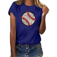 Žene Casual bejzbol ispis kratkih rukava posada za vrat bez majice bluza na vrhu ženske odjeće