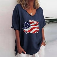 Ženske vrhove Ženska ljetna nezavisnost dnevna bluza Okrugli vrat kratkih rukava udobna majica vrhovi
