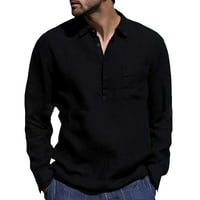 Muška lagana prozračna casual majica u boji pune boje dugih rukava V-izrez FIT Ljetni labavi komforna