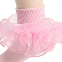 Toddler Baby Girls Ruffle Socks Mekane dvostruke čipke Frilly Socks Princess gležnjače Dječje slatke
