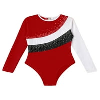 Dječje djevojke Gimnastika Leotard s dugim rukavima Rhinestone Ballet Dance Leotard Atletska vježba