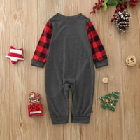 Puawkoer Božićna odjeća Baby Siamese Family Pijamas setovi Božićni jelen Ispis Pajamas Plaid rukavi