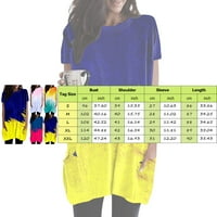 Puawkoer žene Ljeto casual okruglica s kratkim rukavima džep u boji Tie Tie Gradient Print Dugi gornji