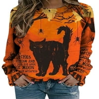 Ženska Halloween bundeve prevelizirane prevelike dukseve pulover Dukseri za životinje Mačka Ispiši majice
