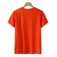 Dan zahvalnosti Žene Zahvalni zahvalni Blaženi grafički pulover PhotoverShoot Majica Okrugli vrat Majica kratkih rukava Loose Tops Orange M