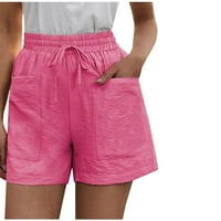Ženske ljetne kratke hlače Plus veličine High Shars Compy pamučne platne kratke hlače za kratke hlače sa džepovima