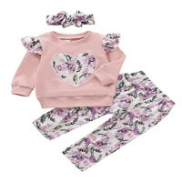 TODDLER Baby Girl Outfit Odjeća cvjetne vrhove hlače Trake za glavu 2- godine